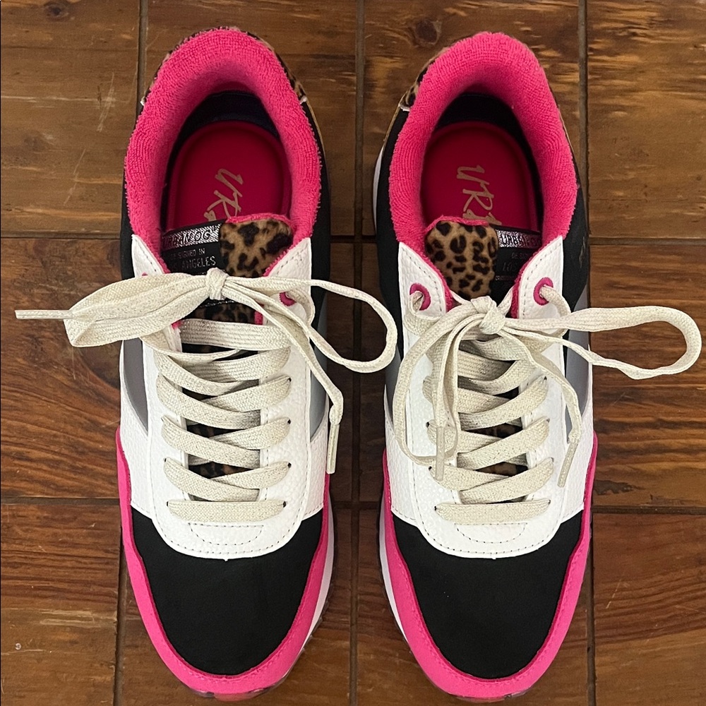 Vibrant Pink and Black Women's Sneakers